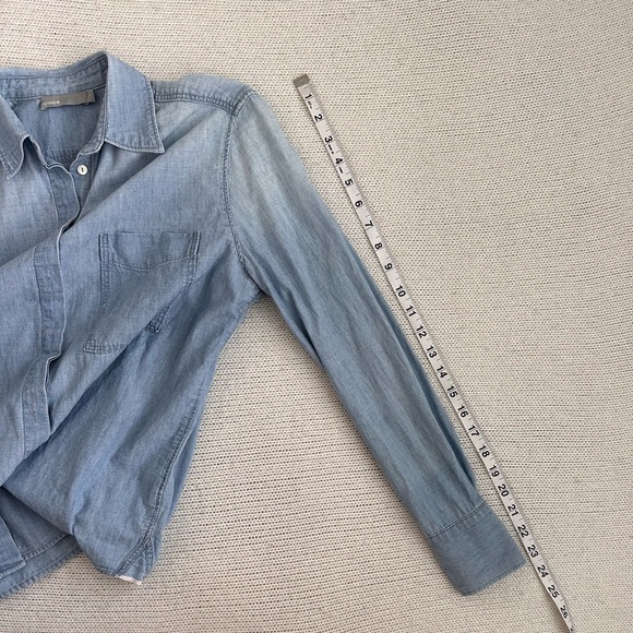 Vince Denim Button Down Shirt Blue Size 2 - Picture 5 of 7